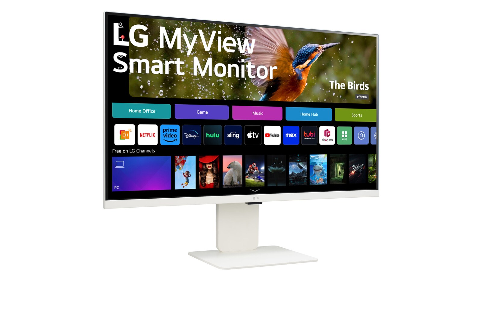 LG MyView 智能顯示器 32SR83U-W 的 -15 度側視圖
