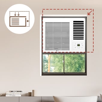 Compact LG window air conditioner fits small spaces.	