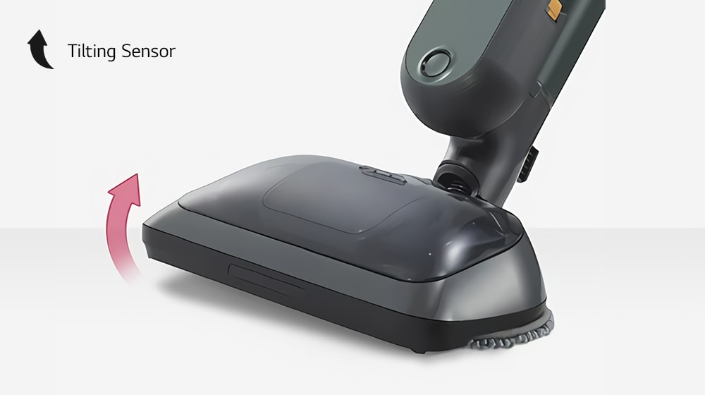 LG vacuum cleaner with tilting sensor for enhanced maneuverability and efficient cleaning on various surfaces.