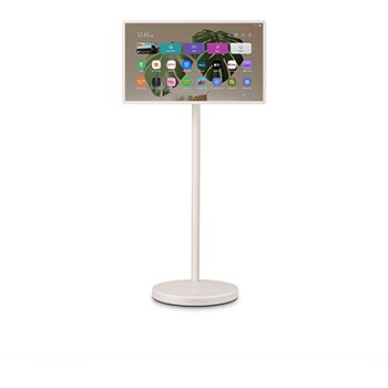 Front view of LG StanbyME 2 on the stand.
