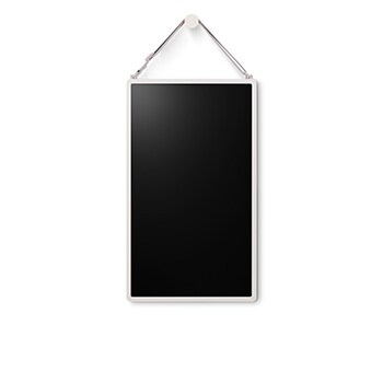 LG StanbyME 2 is hung on the wall using the wall strap.