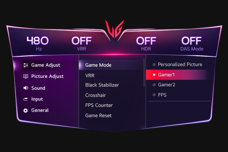 GUI setting image of Gamer Mode.	