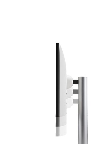 The monitor offering height adjustment.