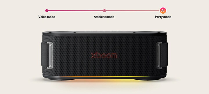 Front view of xboom Bounce with its light on.