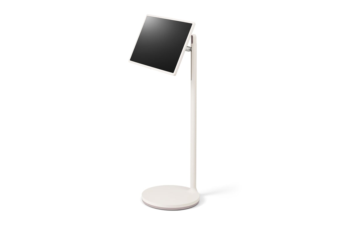 45 degree side view of horizontal mode that a display facing upwards
