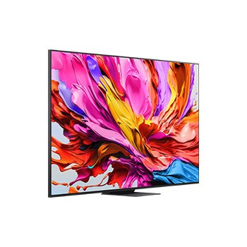 Slightly-angled right-facing side view of LG QNED evo QNED86 TV