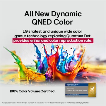 Splashes of paint burst from the floor up in diverse colors. Intertrek certification for 100% Color Volume to DCI-P3. The title talks about LG’s new and unique wide color gamut technology that allows you to see vivid color on your screen.