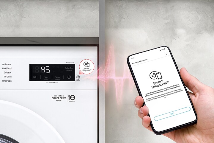 Smart Diagnostics™ lets you check your phone for washing machine issues