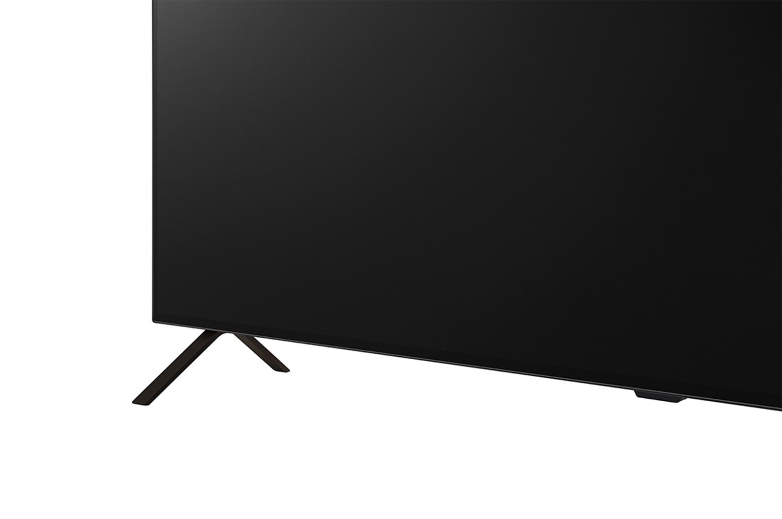 Close-up image of LG OLED TV, OLED B4E from the base, showing 2-pole stand