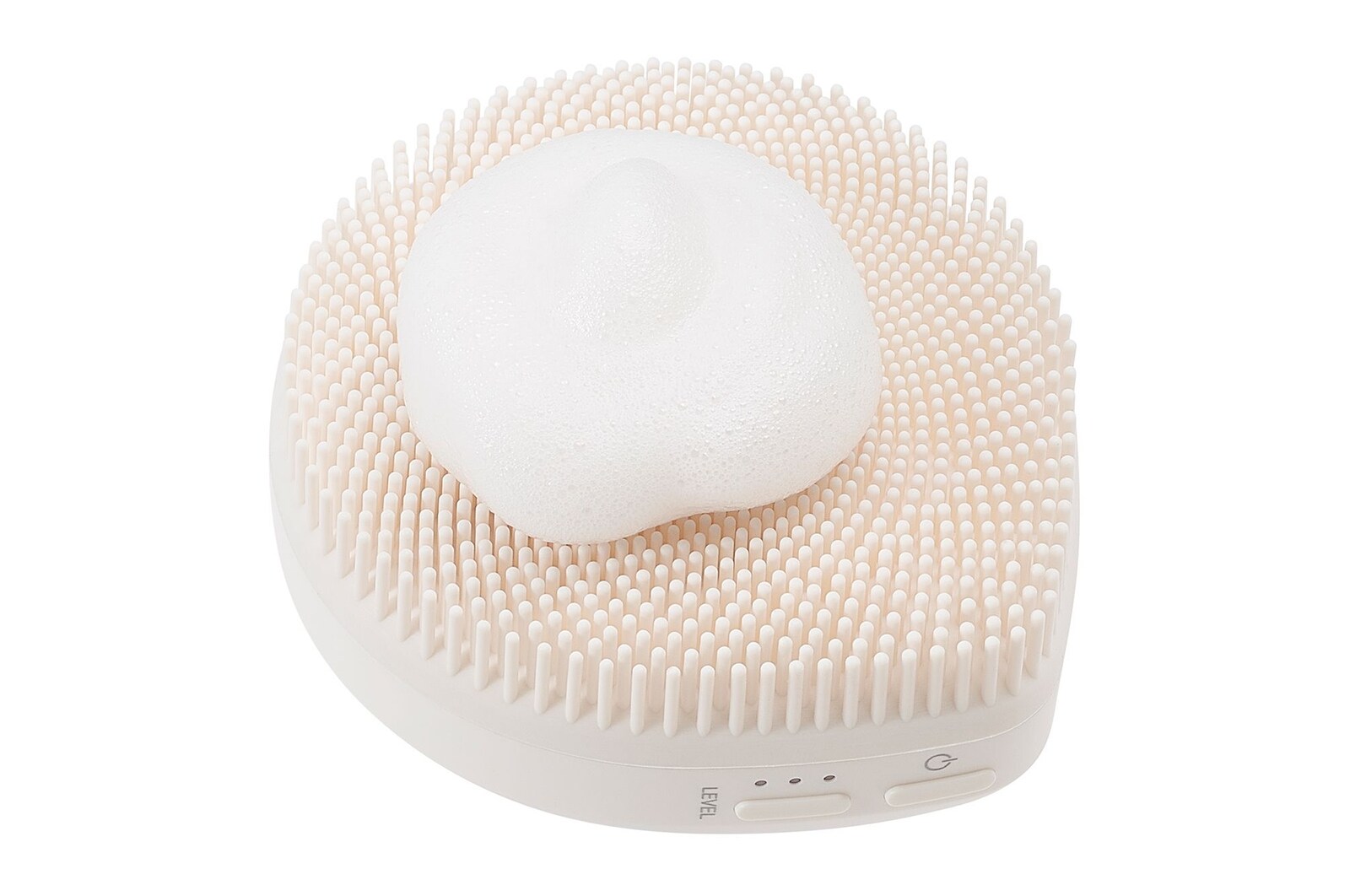 Laid view of LG Pra.L WashPop BCP2A with cleansing foam