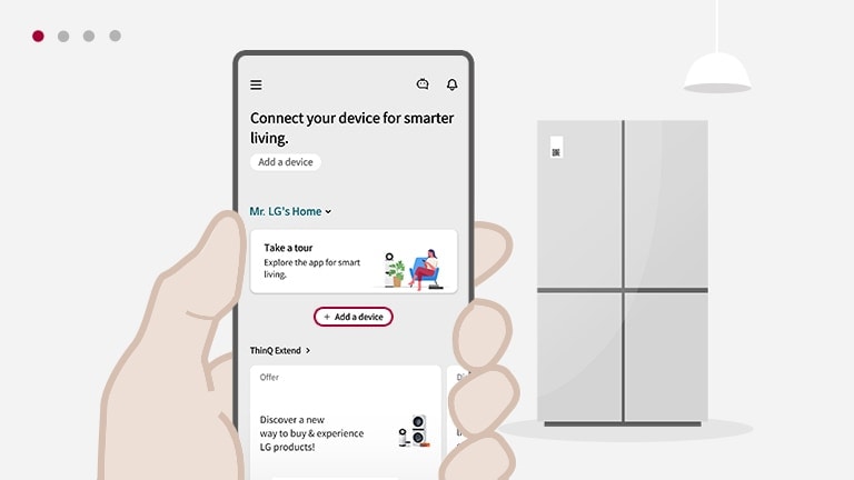 The video shows the progress of product registration for ThinQ by QR code scanning.