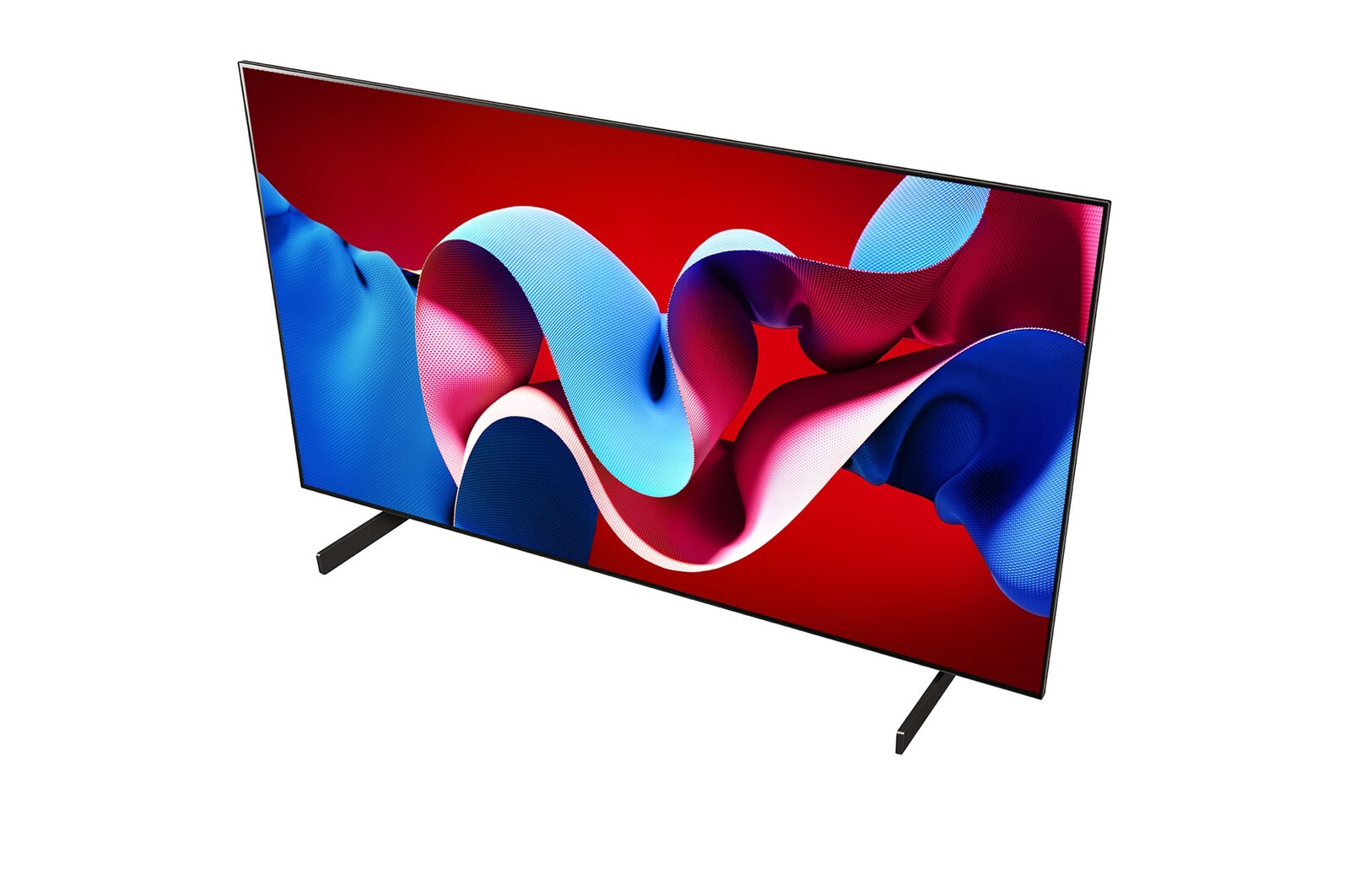 Angled view of LG OLED evo TV, OLED C4 from below