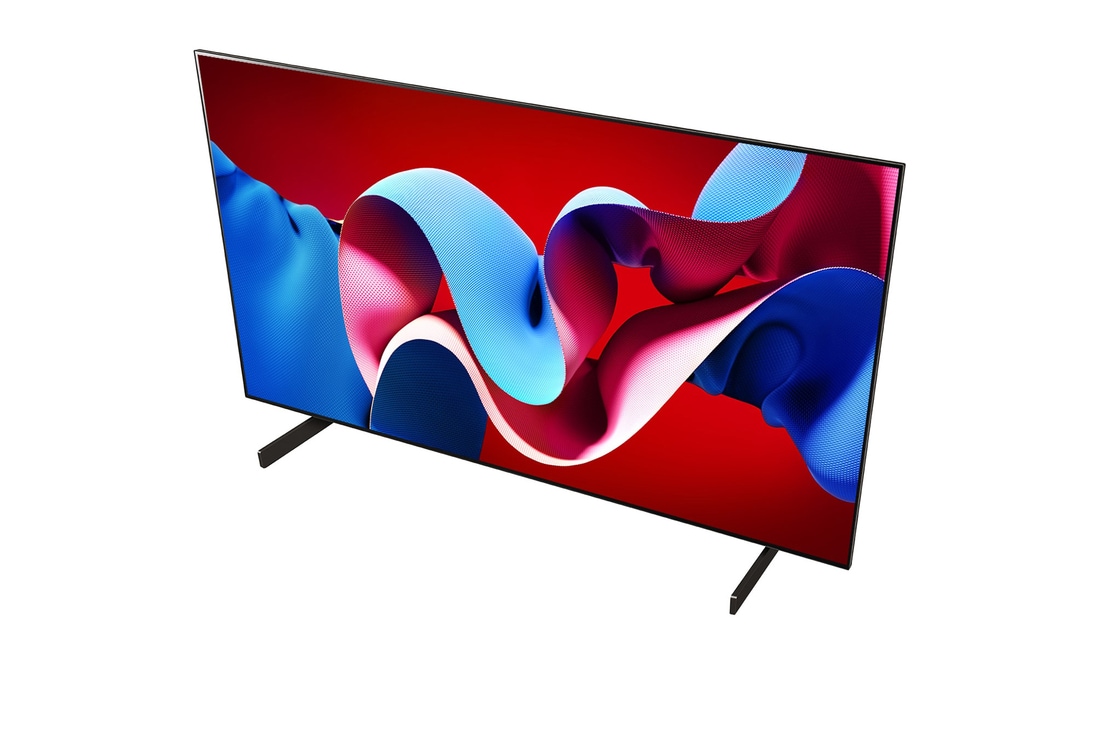 Angled view of LG OLED evo TV, OLED C4 from below