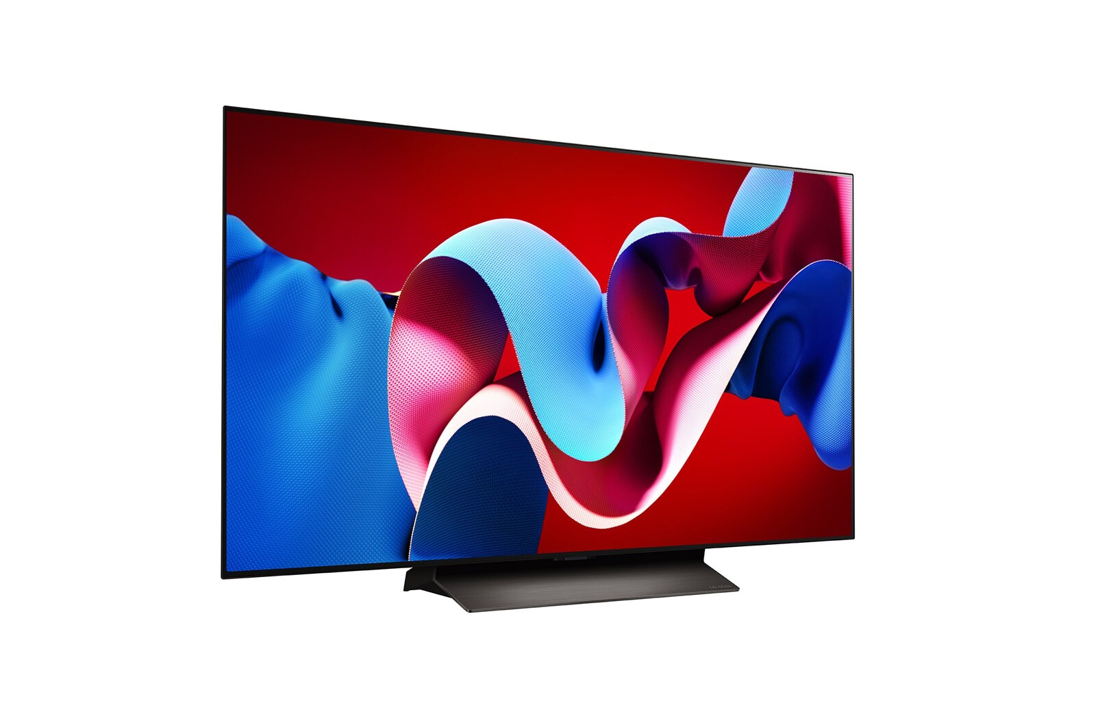 Slightly-angled right-facing side view of LG OLED evo TV, OLED C4