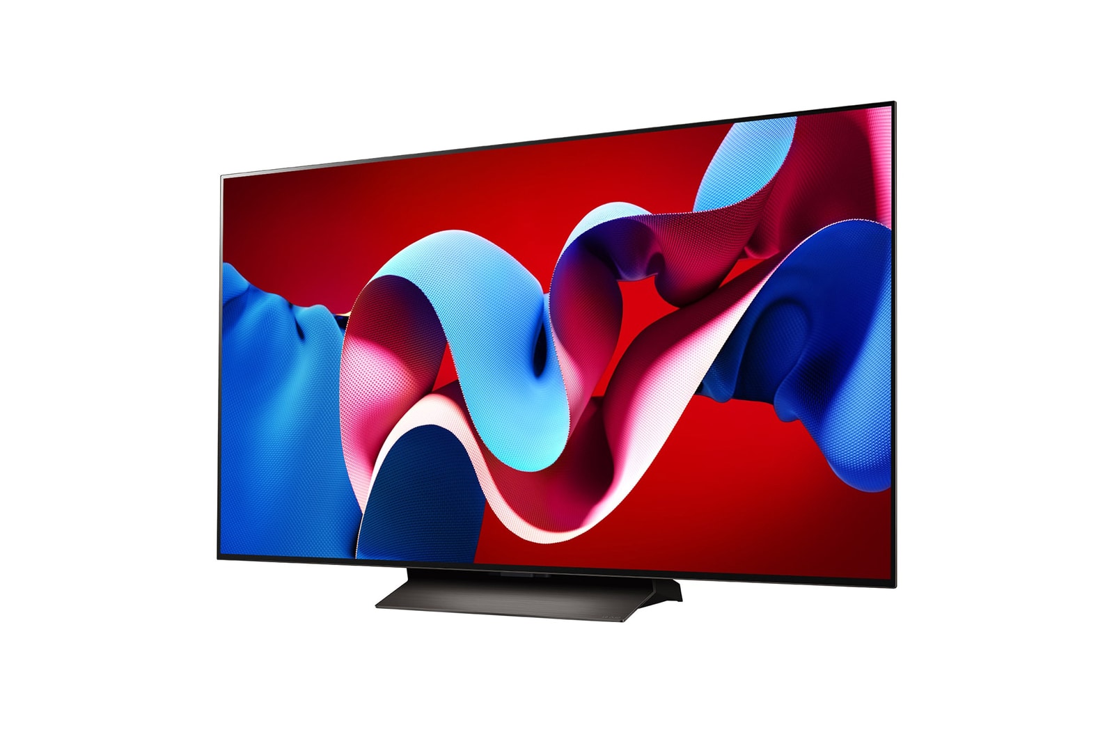 Slightly-angled left-facing side view of LG OLED evo TV, OLED C4