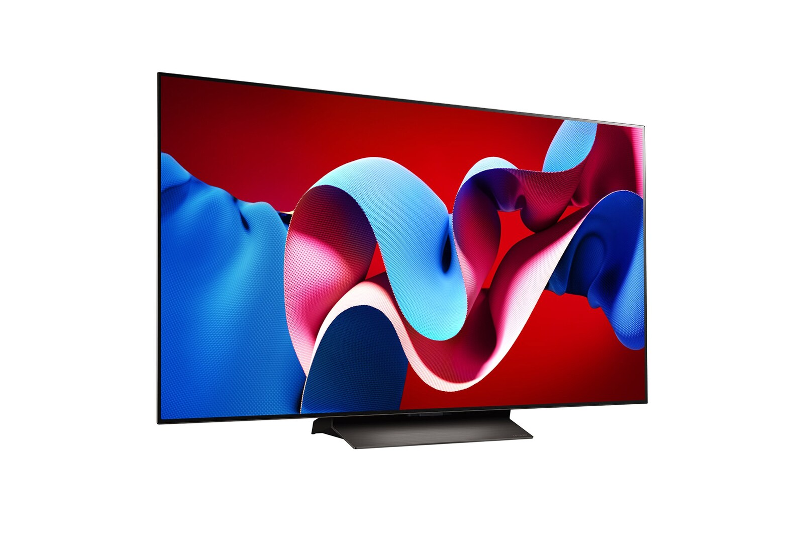 Slightly-angled right-facing side view of LG OLED evo TV, OLED C4