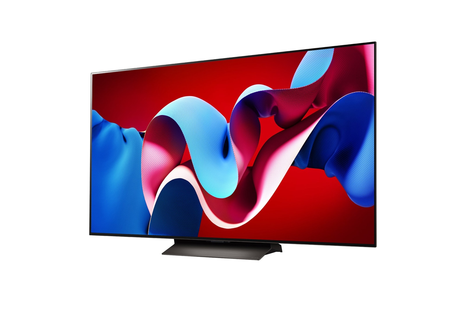 Slightly-angled left-facing side view of LG OLED evo TV, OLED C4