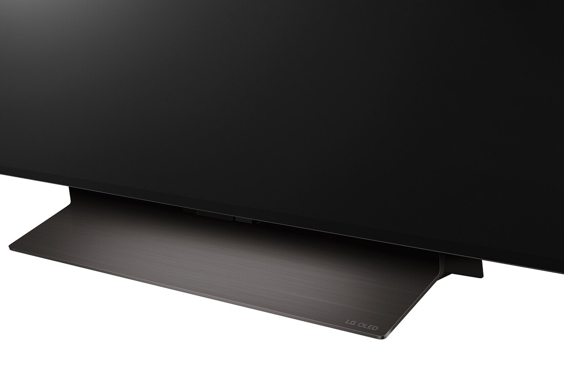 Close-up image of LG OLED evo TV, OLED C4 from the base