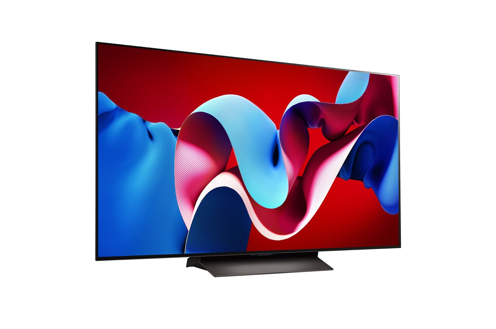 Slightly-angled right-facing side view of LG OLED evo TV, OLED C4