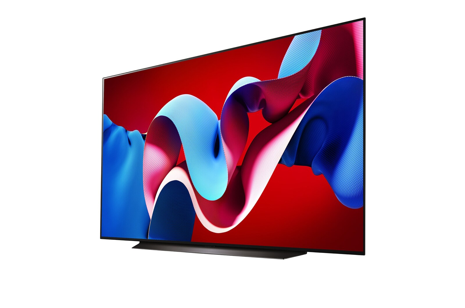 Slightly-angled left-facing side view of LG OLED evo TV, OLED C4