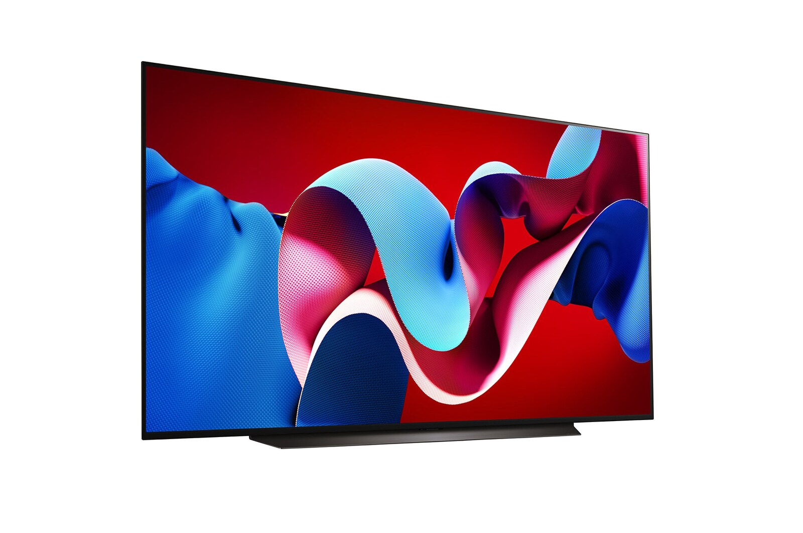 Slightly-angled right-facing side view of LG OLED evo TV, OLED C4
