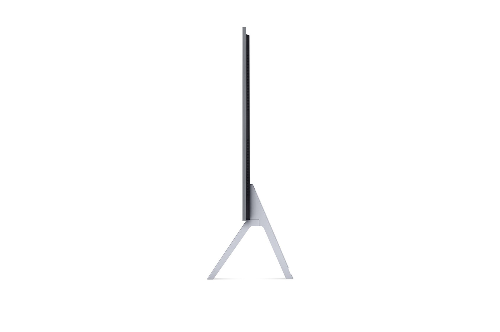 Left side view of the ultra-slim side edge of LG OLED M4 on the stand