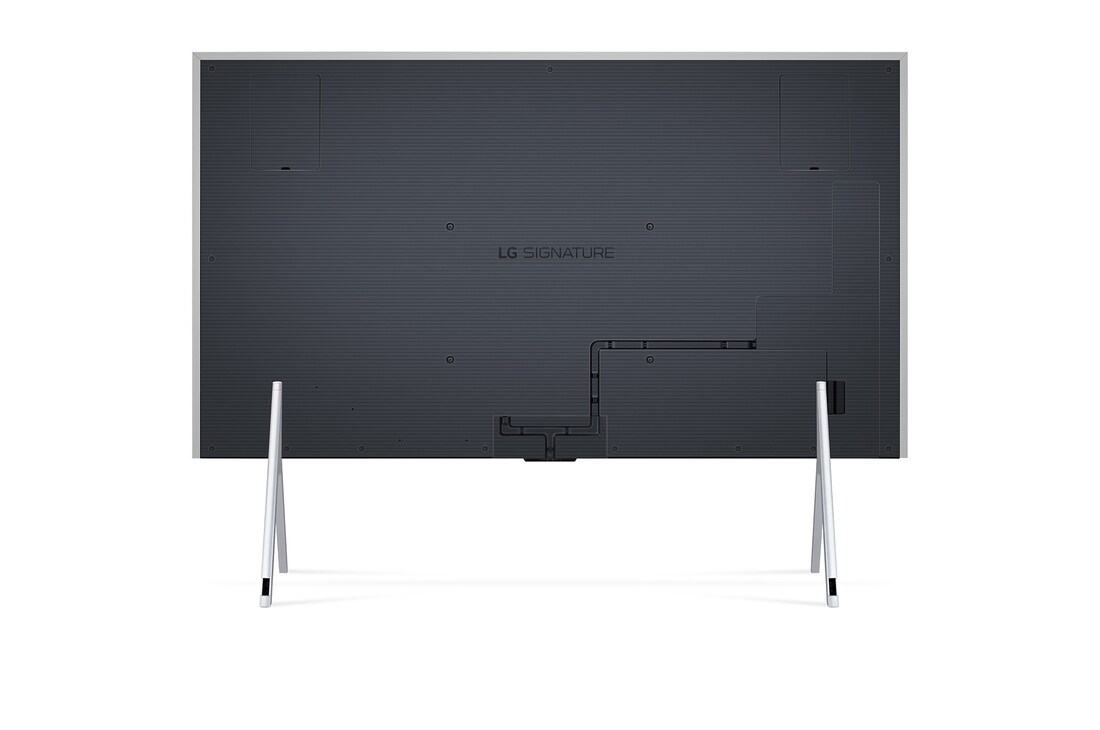 Aerial view of the ultra-slim top edge of LG OLED M4 on the stand