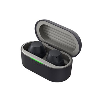 cradle rear view of LG xboom Buds with earbuds inside