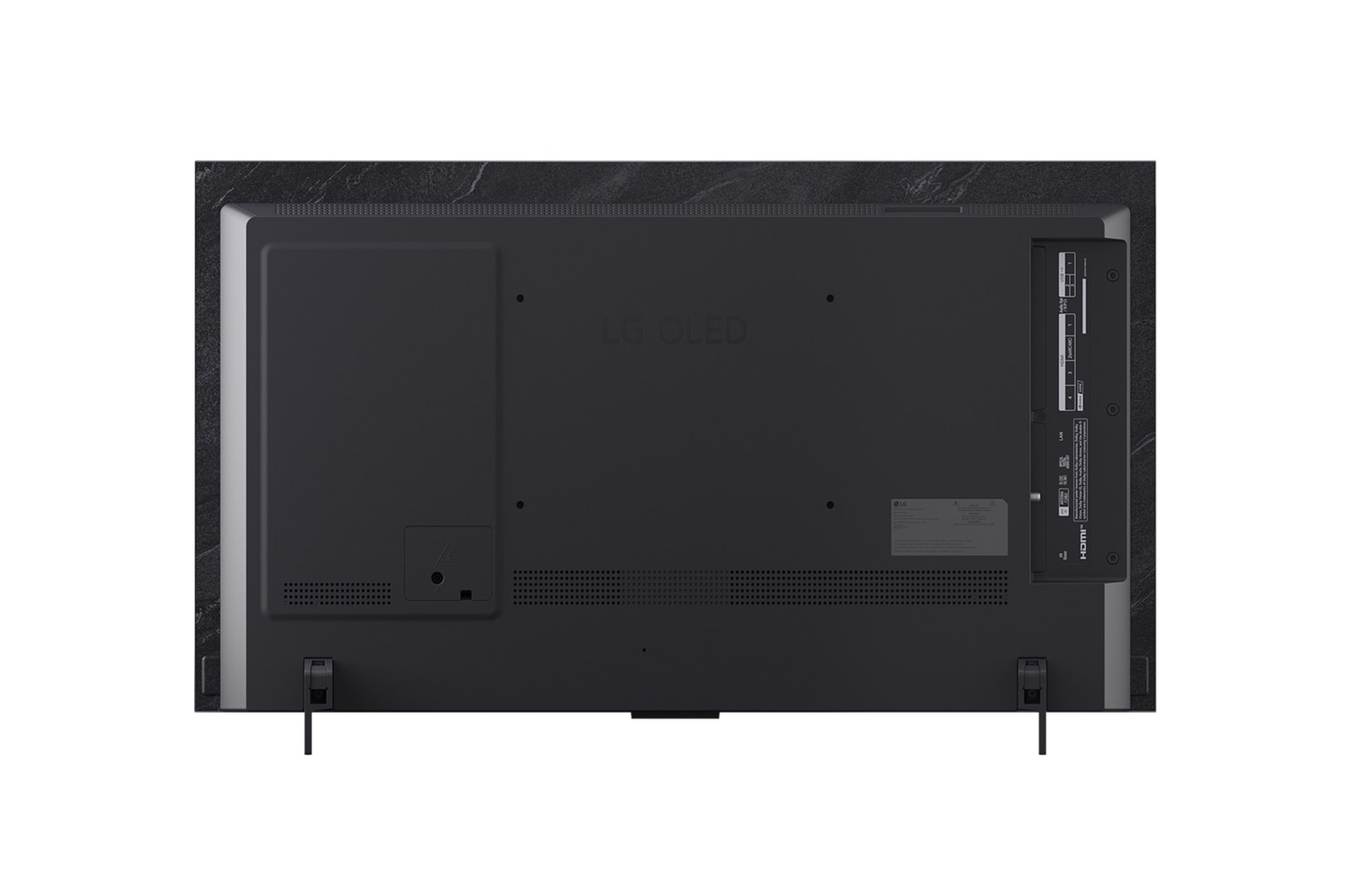 Tampilan samping Smart TV 4K LG OLED evo AI C5.