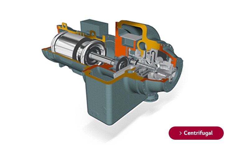 Komponen inti pendingin pada latar belakang putih.