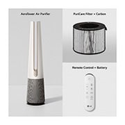 LG PuriCare AeroTower Air Purifying Fan : HEPA filter, UVnano™ technology, PM 1.0 sensor, Ultra-Quiet, 3-way Airflow mode, LG ThinQ™, FS15GPBF0