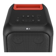Close up of speaker top. It shows buttons and LG logo.