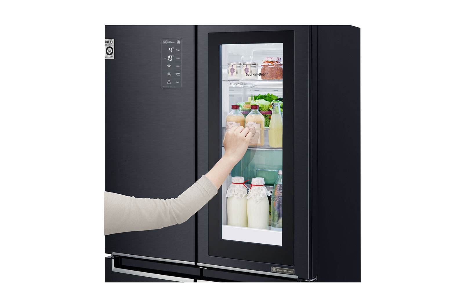 LG Kulkas Multi Door 595L gross / 458L nett Ramping dengan Inverter Linear Compressor, ThinQ™ dengan WiFi - Hitam Matte, GC-Q22FTQKL