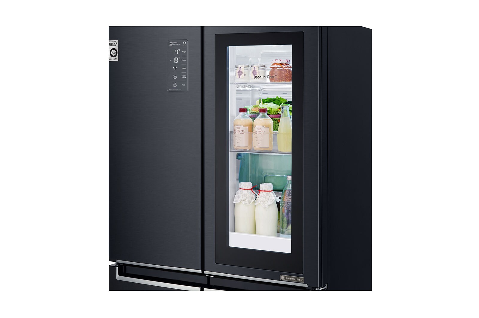 LG Kulkas Multi Door 595L gross / 458L nett Ramping dengan Inverter Linear Compressor, ThinQ™ dengan WiFi - Hitam Matte, GC-Q22FTQKL