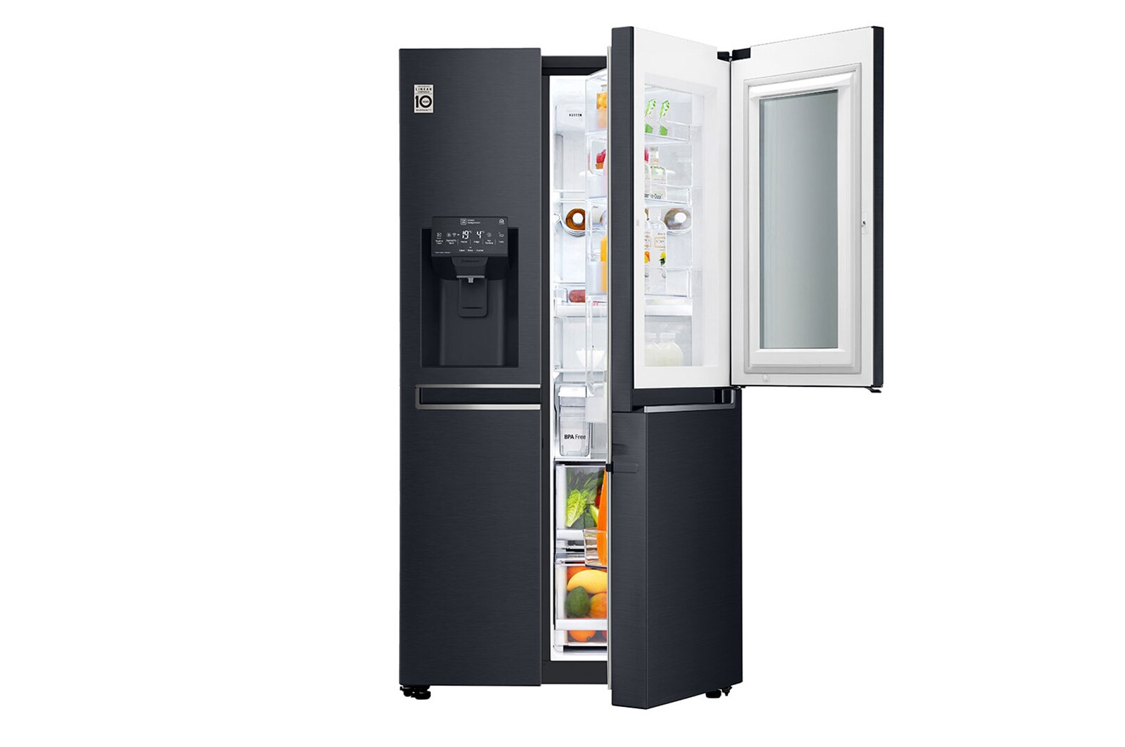 LG Kulkas Side by Side 668L gross / 601L nett InstaView Door-in-Door™ Inverter Linear Compressor dan Rak Wine, ThinQ™ dengan WiFi - Hitam Matte, GC-X247CQAV