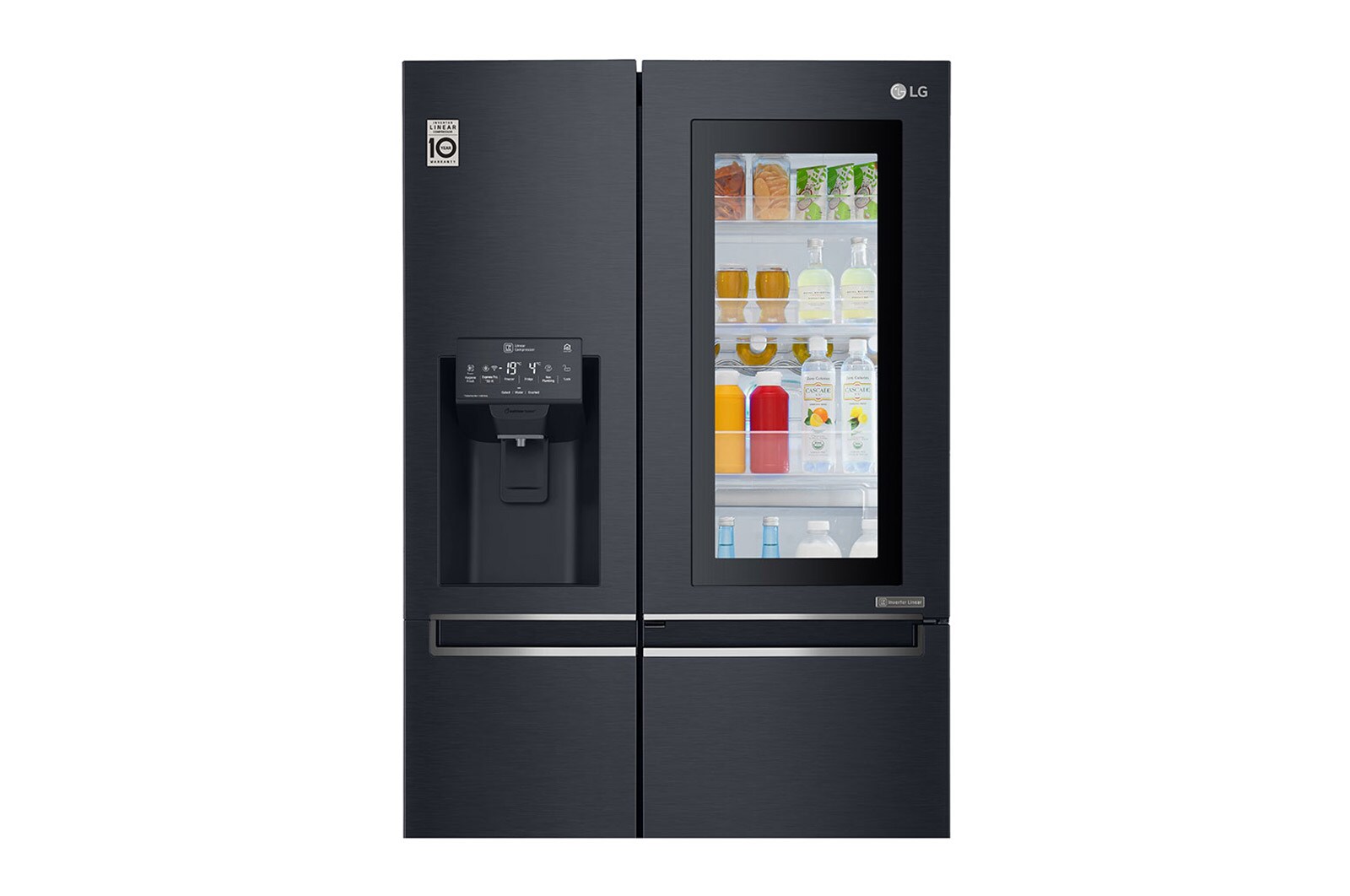 LG Kulkas Side by Side 668L gross / 601L nett InstaView Door-in-Door™ Inverter Linear Compressor dan Rak Wine, ThinQ™ dengan WiFi - Hitam Matte, GC-X247CQAV