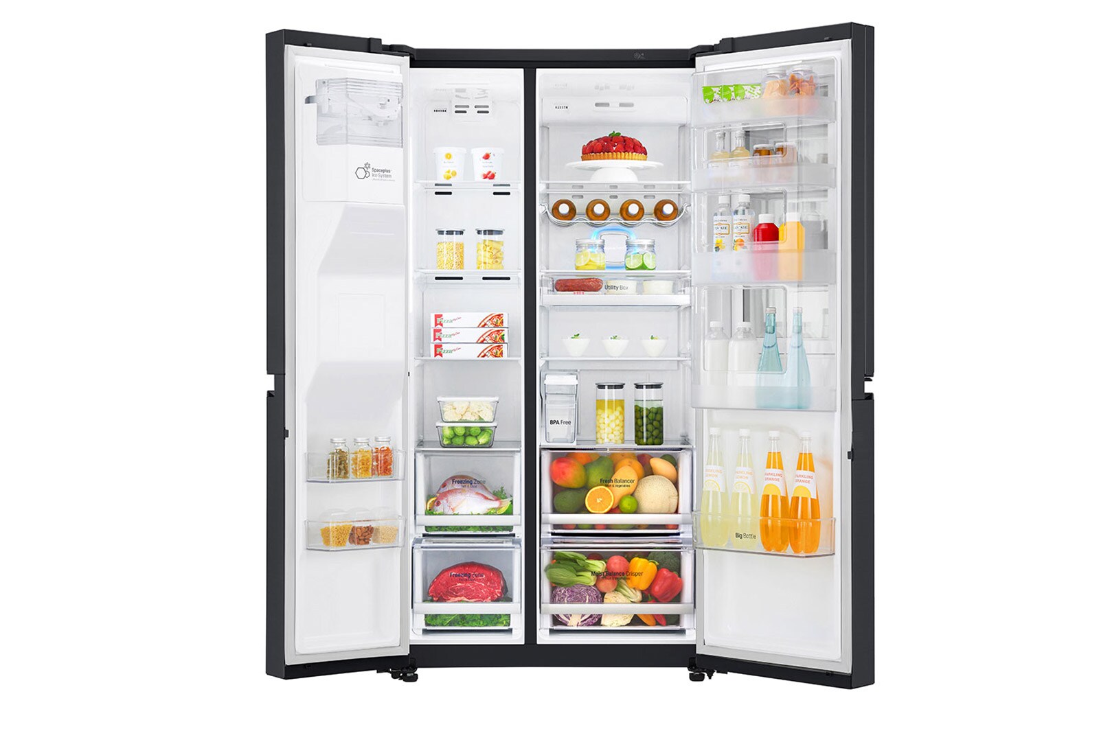 LG Kulkas Side by Side 668L gross / 601L nett InstaView Door-in-Door™ Inverter Linear Compressor dan Rak Wine, ThinQ™ dengan WiFi - Hitam Matte, GC-X247CQAV