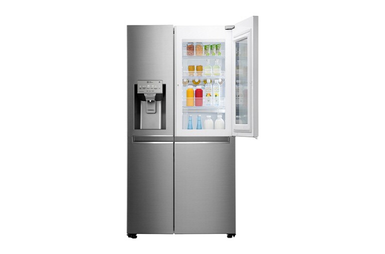 LG Kulkas Side by Side 668L gross / 624L nett InstaView Door-in-Door™ dengan Inverter Linear Compressor dan Wadah Pembuat Es Ramping, ThinQ™ dengan WiFi - Noble Steel, GC-X247CKAV