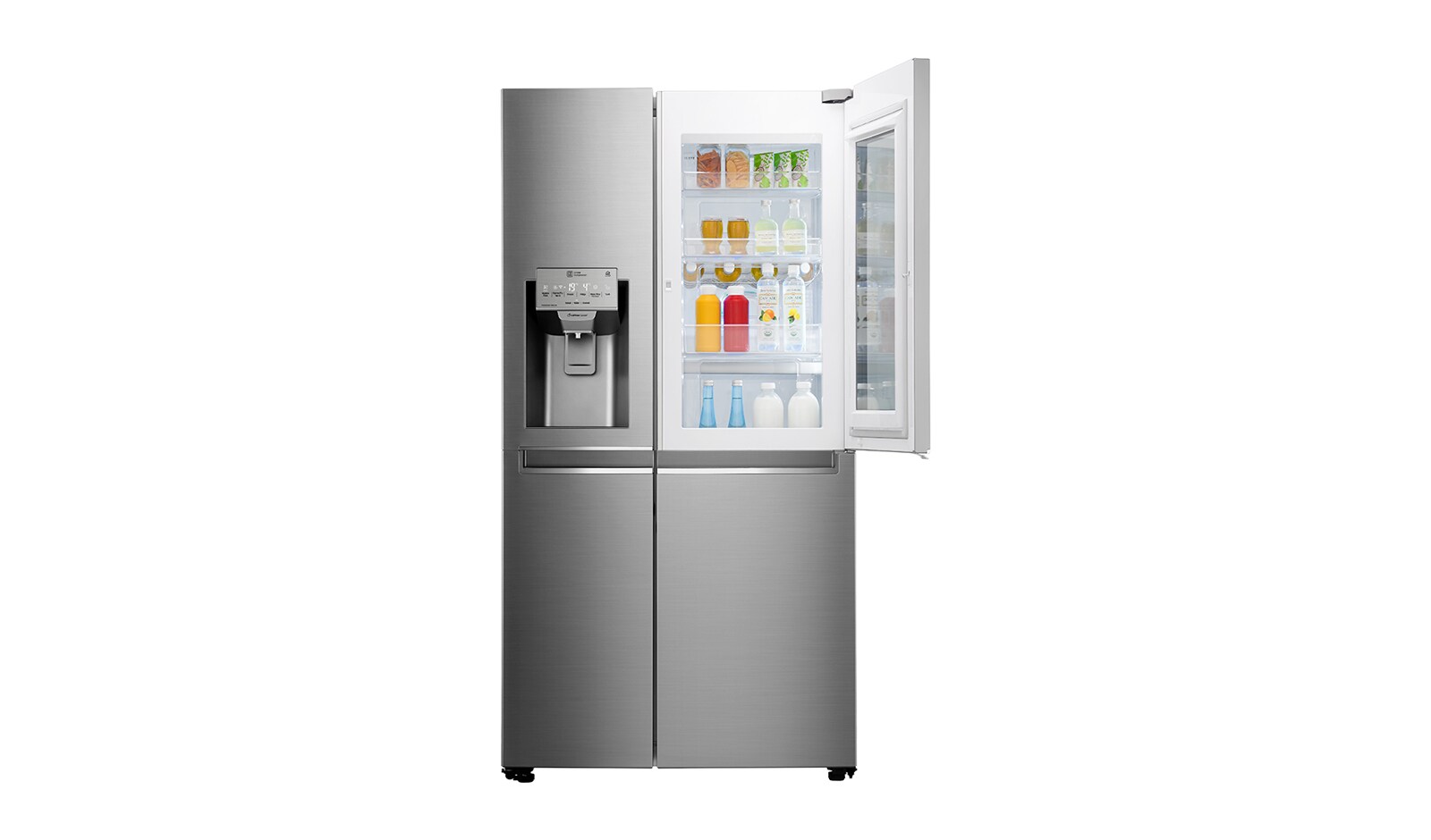 LG Kulkas Side by Side 668L gross / 624L nett InstaView Door-in-Door™ dengan Inverter Linear Compressor dan Wadah Pembuat Es Ramping, ThinQ™ dengan WiFi - Noble Steel, GC-X247CKAV