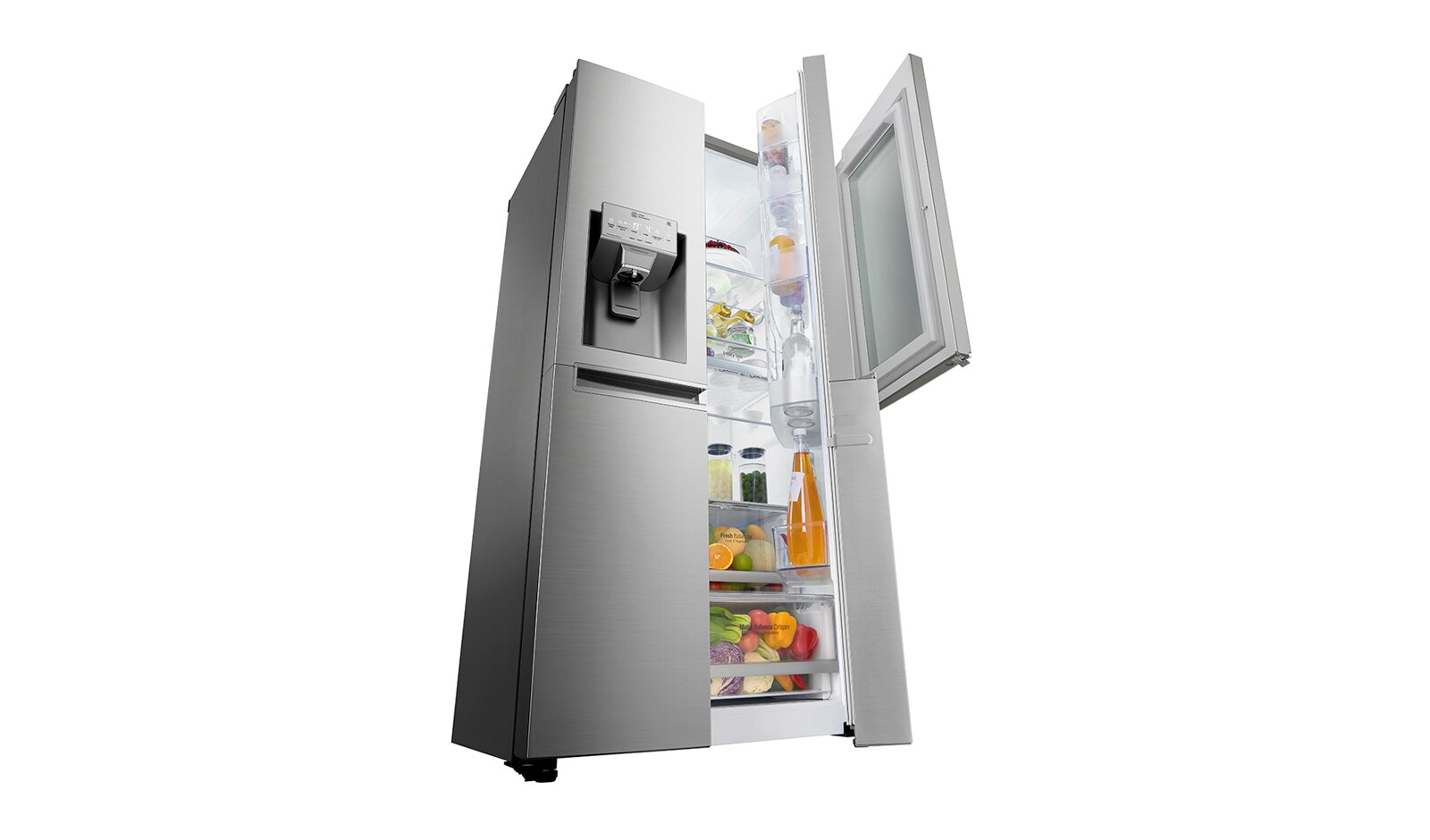 LG Kulkas Side by Side 668L gross / 624L nett InstaView Door-in-Door™ dengan Inverter Linear Compressor dan Wadah Pembuat Es Ramping, ThinQ™ dengan WiFi - Noble Steel, GC-X247CKAV