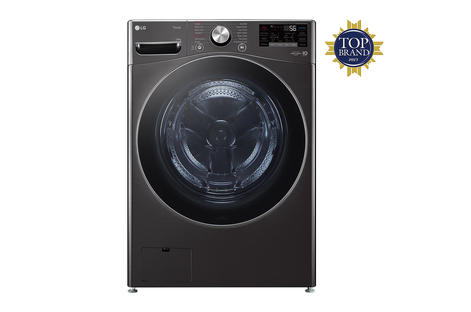 24kg Front Loading Mesin Cuci LG dengan Steam™ - Inverter Direct Drive F2724SVRB tampak depan
