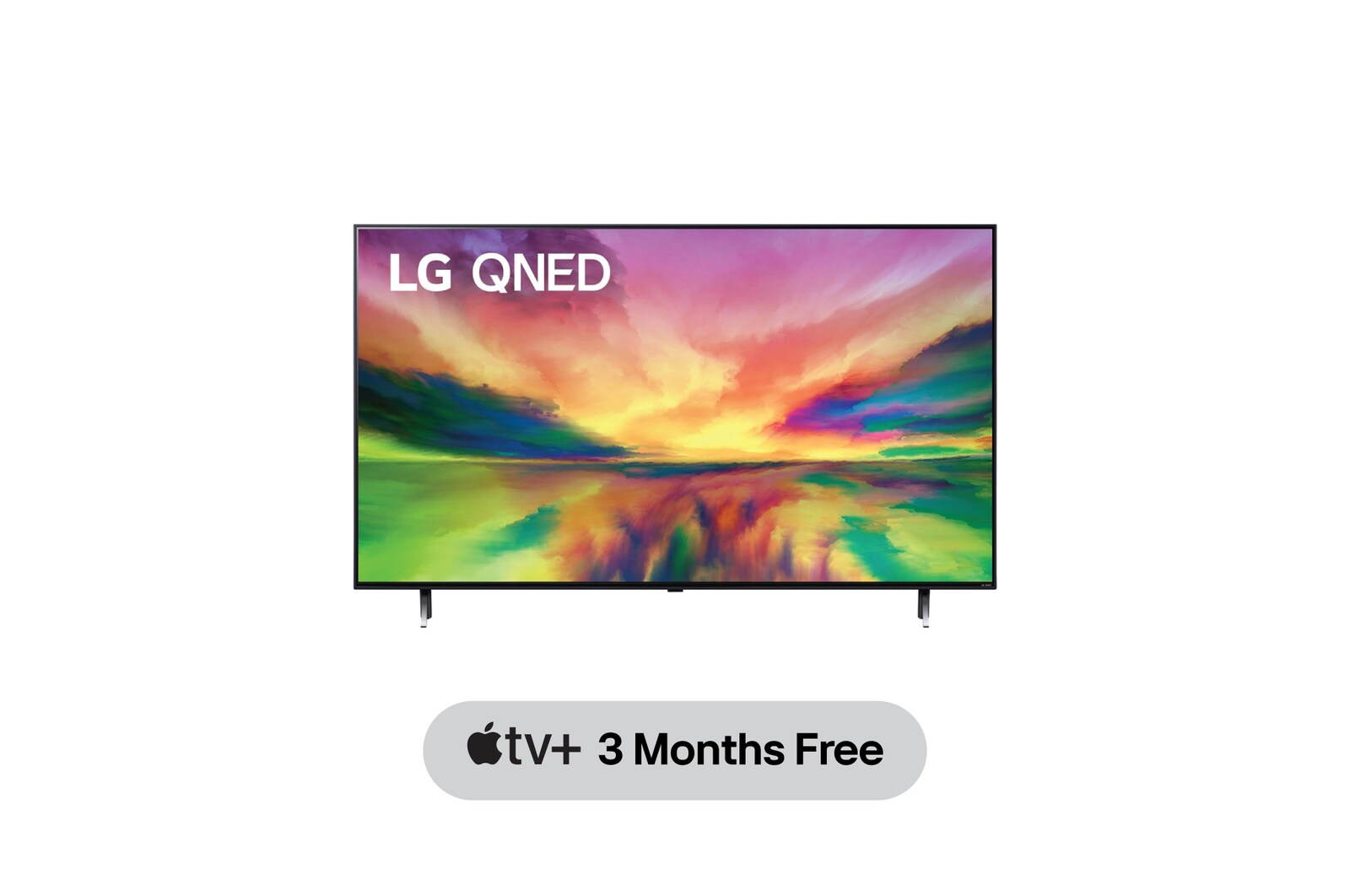 A front view of the LG QNED TV with infill image and product logo on
