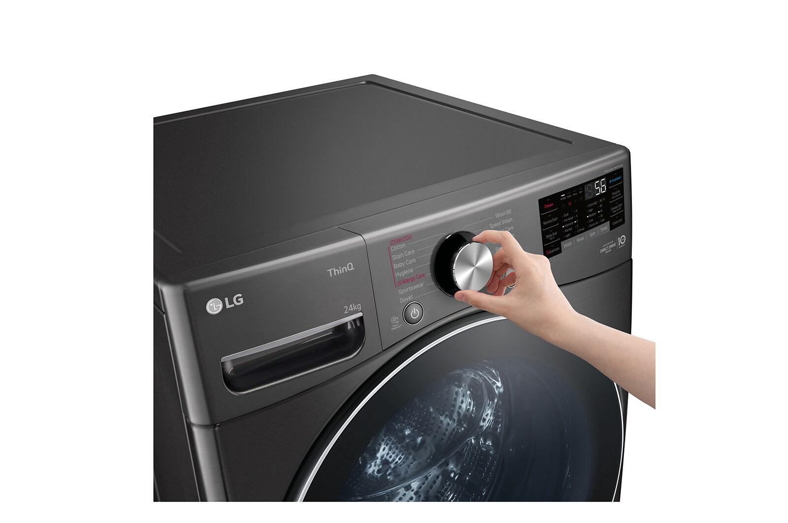 LG 24kg Front Loading Mesin Cuci LG dengan Steam™ - Inverter Direct Drive, F2724SVRB