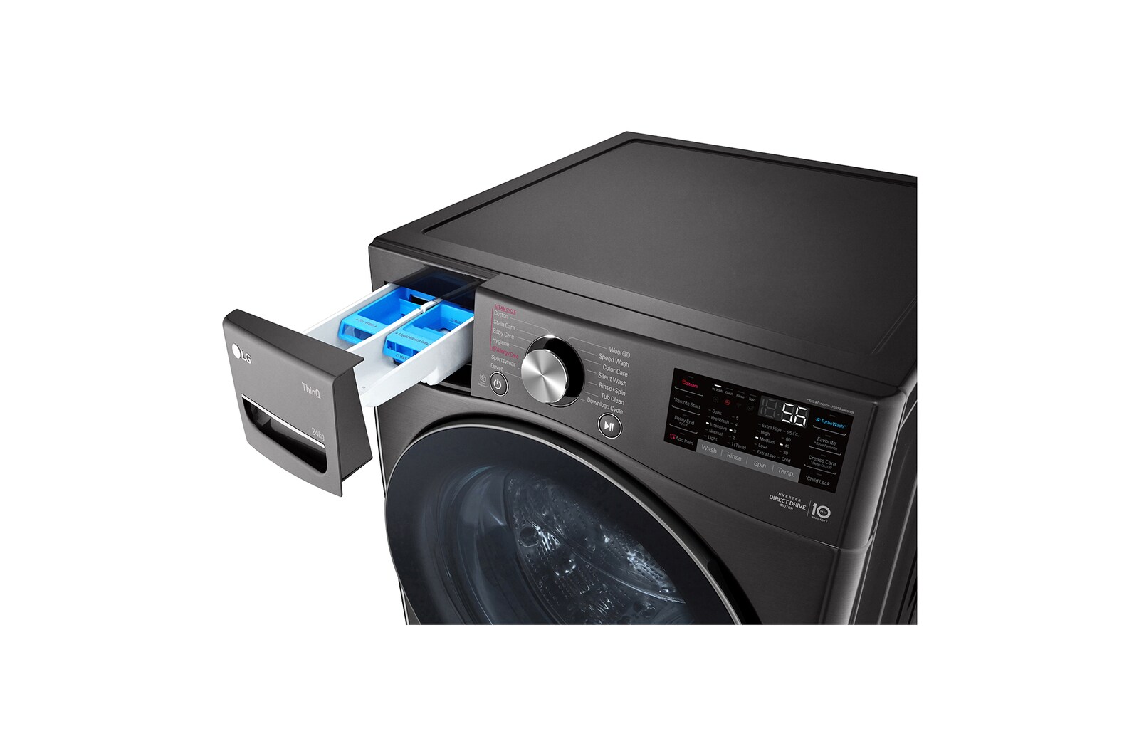 LG 24kg Front Loading Mesin Cuci LG dengan Steam™ - Inverter Direct Drive, F2724SVRB