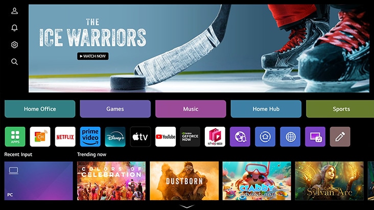 Animasi ini menunjukkan aplikasi LG Switch sedang digunakan.