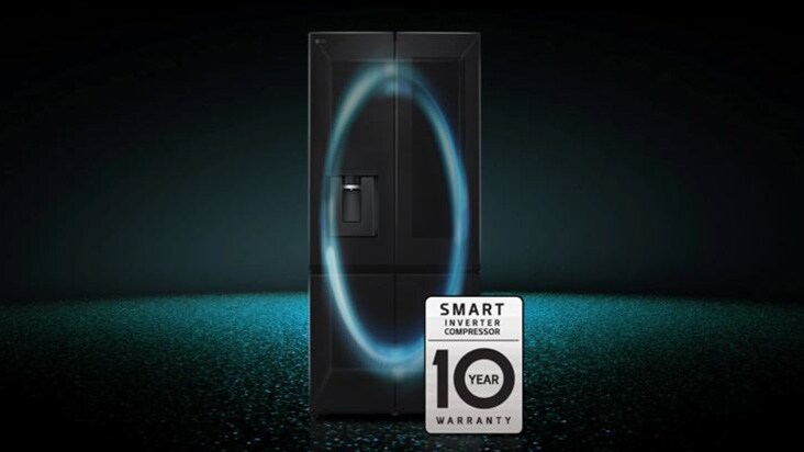 Kulkas lg instaview dilengkapi garansi 10 tahun pada smart inverter compressor, yang mengatur pendinginan dalam lemari es.
