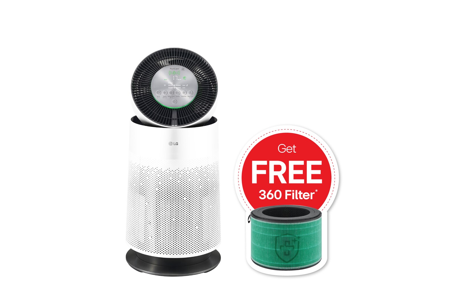 Tampak depan LG Puricare™ 360˚ 1Phase Air Purifier(AS65GDWH0)