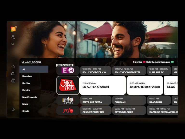 LG Smart TV home screen navigating into the LG Channels interface, showcasing a variety of free live TV channels, movies, and exclusive content available without subscription, payment, or set-top box. The video highlights seamless access to hundreds of entertainment options directly built into every LG Smart TV.