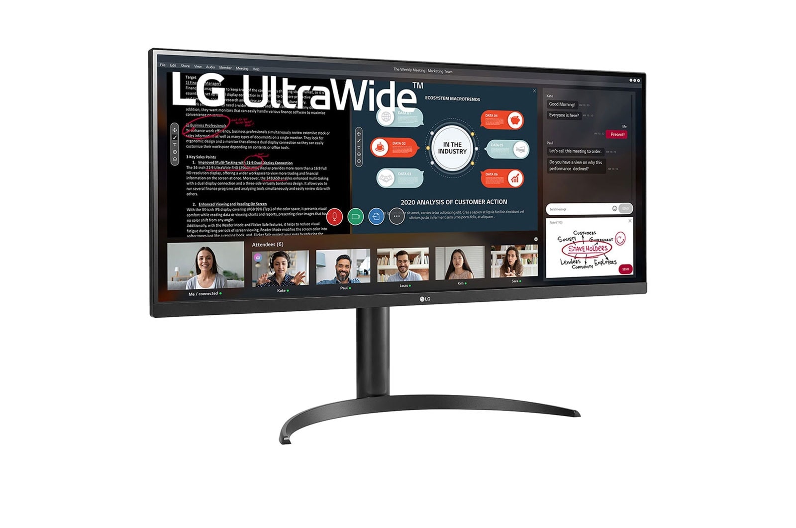 LG 34 (86.7cm) 21:9 UltraWide™ Full HD IPS Monitor with AMD FreeSync™, 34WP550-B