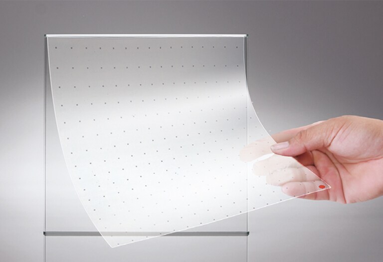 This shows that LED film can be attached to glass through the self-adhesiveness.